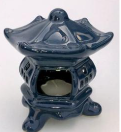 Blue Ceramic Pagoda Candle Holder - 5"