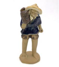 Miniature Ceramic Figurine - Glazed Farmer Carrying Wood - 3"