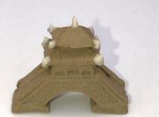 Miniature Ceramic Figurine Bridge with Pavilion - 1"