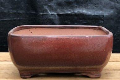 Aztec Orange Ceramic Bonsai Pot- Rectangle Professional Series 10.5" x 8" x 4.5" - Bonsaiworldllc