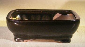 Black Ceramic Bonsai Pot - Rectangle  6.0" x 5.0" x 2.0" - Bonsaiworldllc