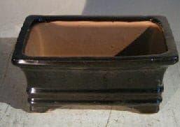 Black Ceramic Bonsai Pot - Rectangle   6.125" x 5.0" x 2.125" - Bonsaiworldllc