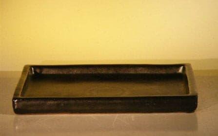 Black Ceramic Humidity/Drip Bonsai Tray (Rectangle)   10.75" x 7.25" x 1" OD  9.5" x 6.75" x .5" ID - Bonsaiworldllc