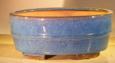 Blue Ceramic Bonsai Pot - Oval  Professional Series   10" x 8" x 4" - Bonsaiworldllc