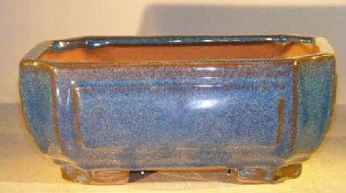 Blue Ceramic Bonsai Pot - Rectangle  Professional Series   10" x 8" x 4" - Bonsaiworldllc