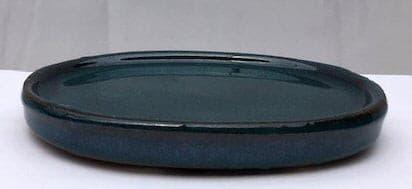 Blue Ceramic Humidity / Drip Tray - Oval 6.5" x 5.0" x .5"OD 6.0" x 4.0" x .25"ID - Bonsaiworldllc
