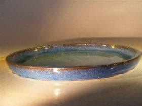 Blue Ceramic Humidity/Drip Bonsai Tray - Round   10.0" x 1.0" OD / 9.25" X .5" ID - Bonsaiworldllc