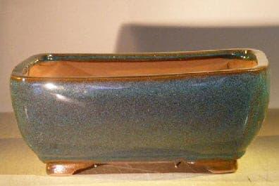 Blue / Green Ceramic Bonsai Pot - Rectangle  Professional Series  10" x 8" x 4" - Bonsaiworldllc