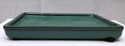 Blue / Green Ceramic Humidity / Drip Tray - Rectangle 7.0 x 5.25" x .5"OD 6.5" x 4.75" x .25"ID - Bonsaiworldllc