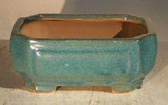 Blue/Green Ceramic Bonsai Pot - Rectangle   6.125" x 5.0" x 2.125" - Bonsaiworldllc